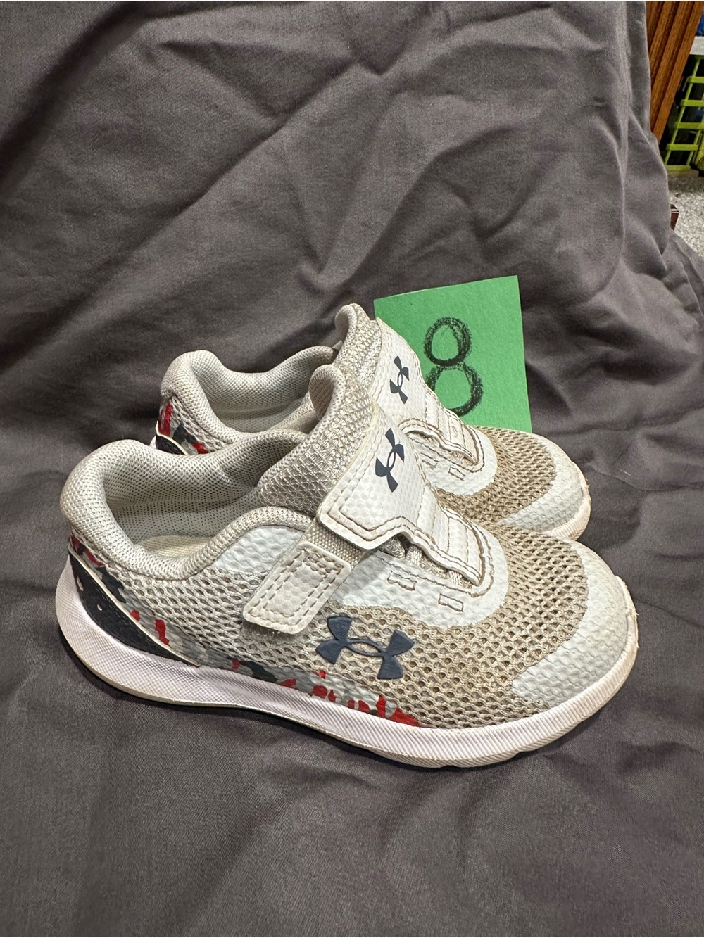 Under Armour Kids' Light Gray Mesh Hook-and-Loop Sneakers